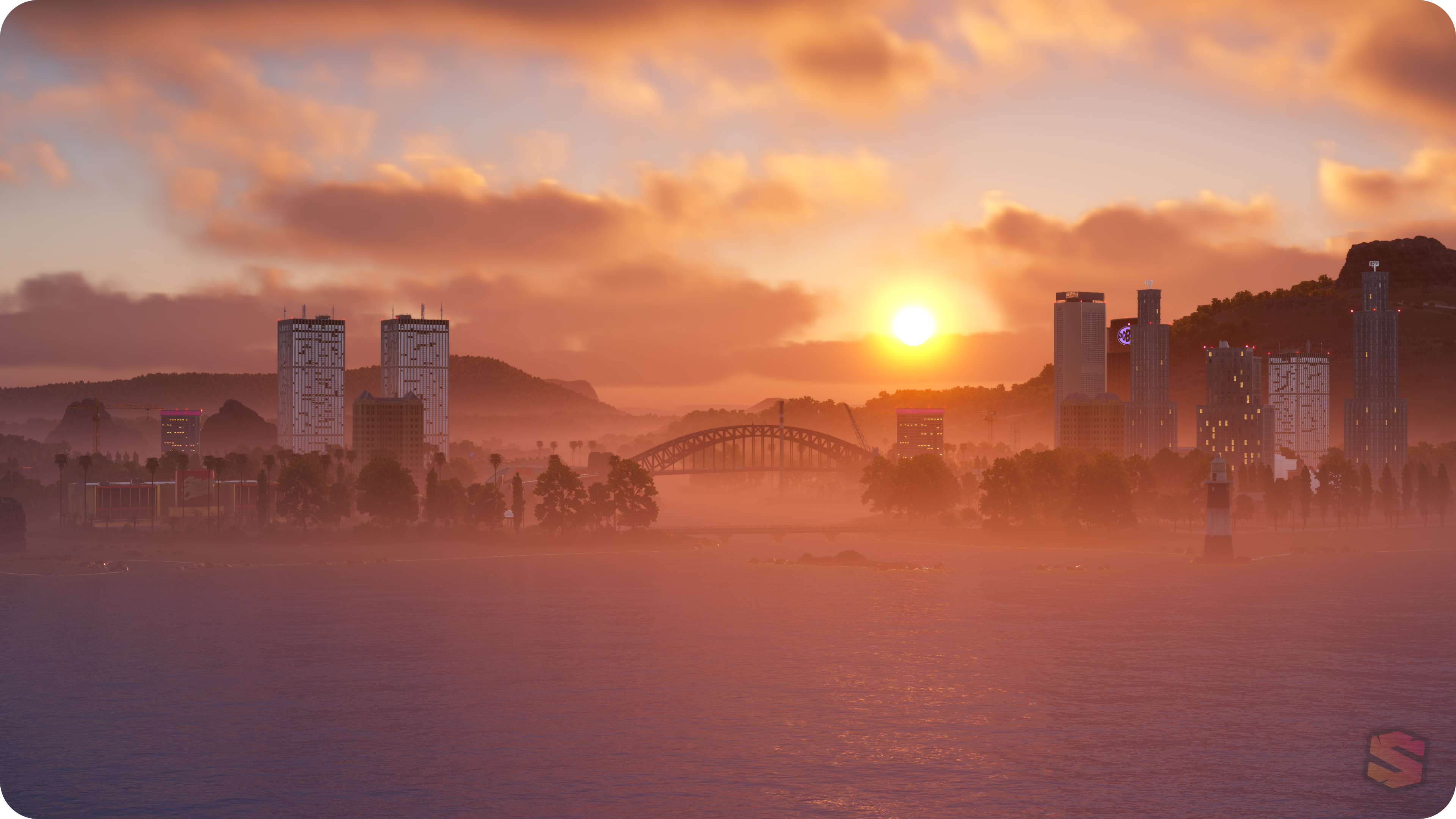 Arida skyline at sunset